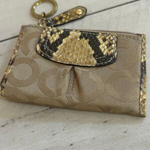 COACH Madison Op Art C Python Embossed Mini Skinny Card Case Coin Purse Keychain